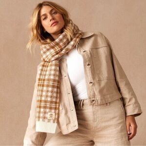 Timberland Tan and White Plaid Scarf NWT